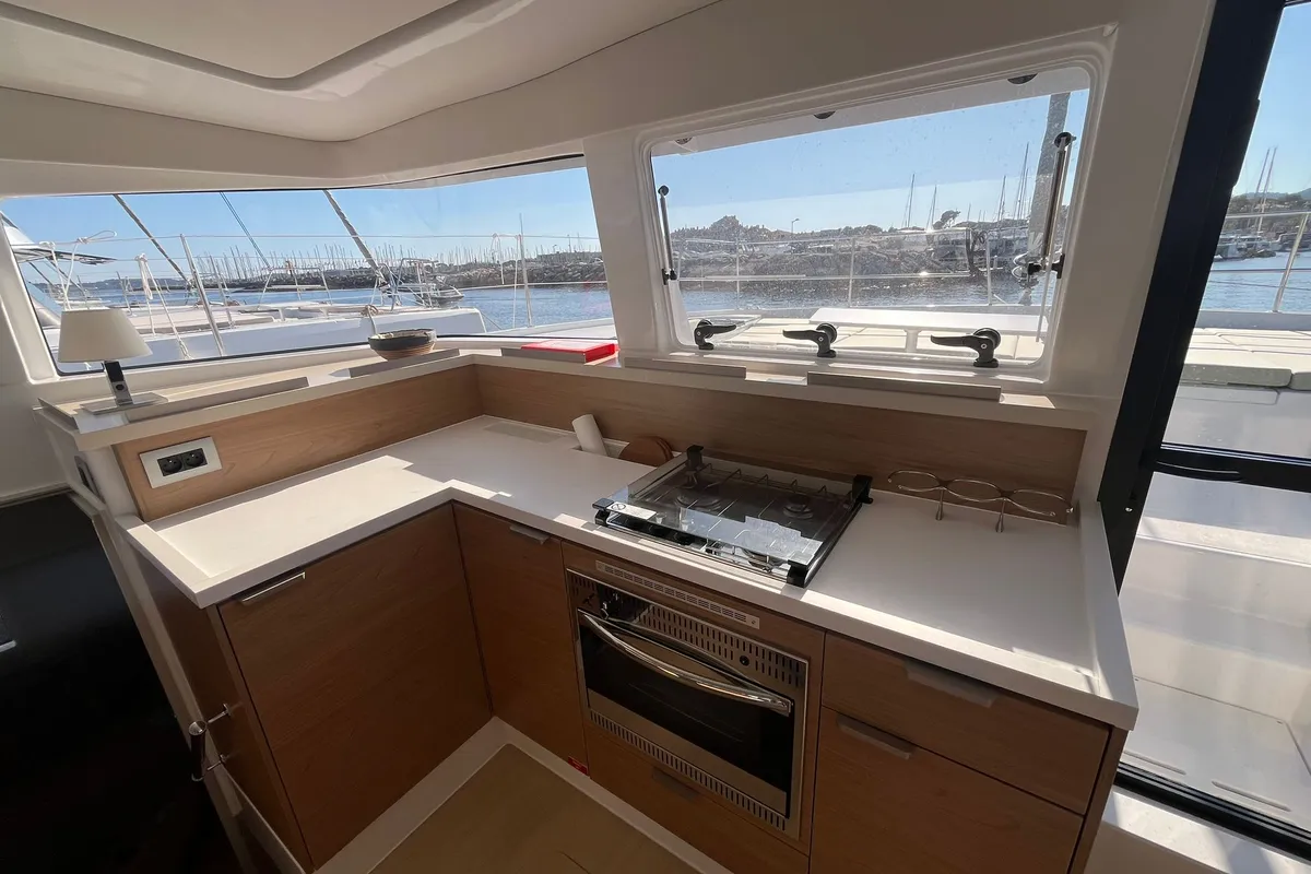Galley of Jack Pearl II, a Bali 4.2 OW catamaran at Hyères, France