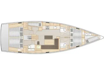 Floor plan of Aktea, a Hanse 508 sailboat at Lavrion, Greece