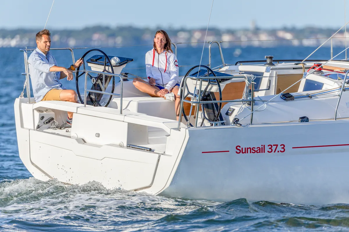 Cockpit of Sunsail 37.3 Premium Plus, a Dufour 37 sailboat at Dubrovnik, Croatia