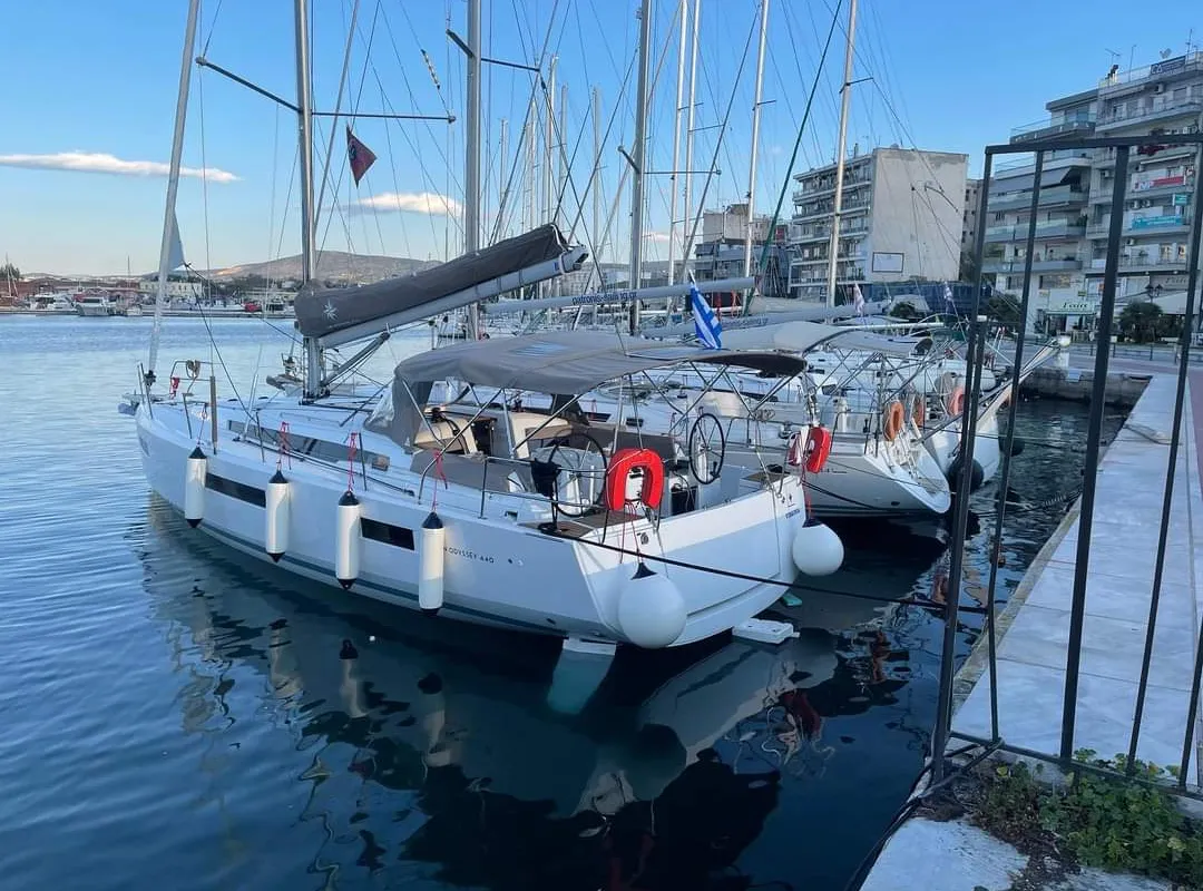 Exterior view of Virginia, a Jeanneau Sun Odyssey 440 sailboat at Volos Municipality, Greece