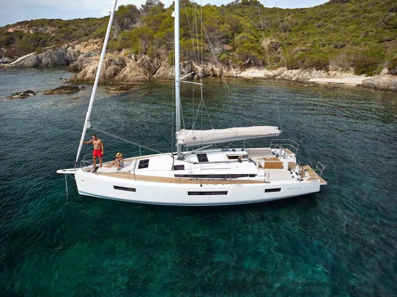 Exterior view of Virginia, a Jeanneau Sun Odyssey 440 sailboat at Volos Municipality, Greece