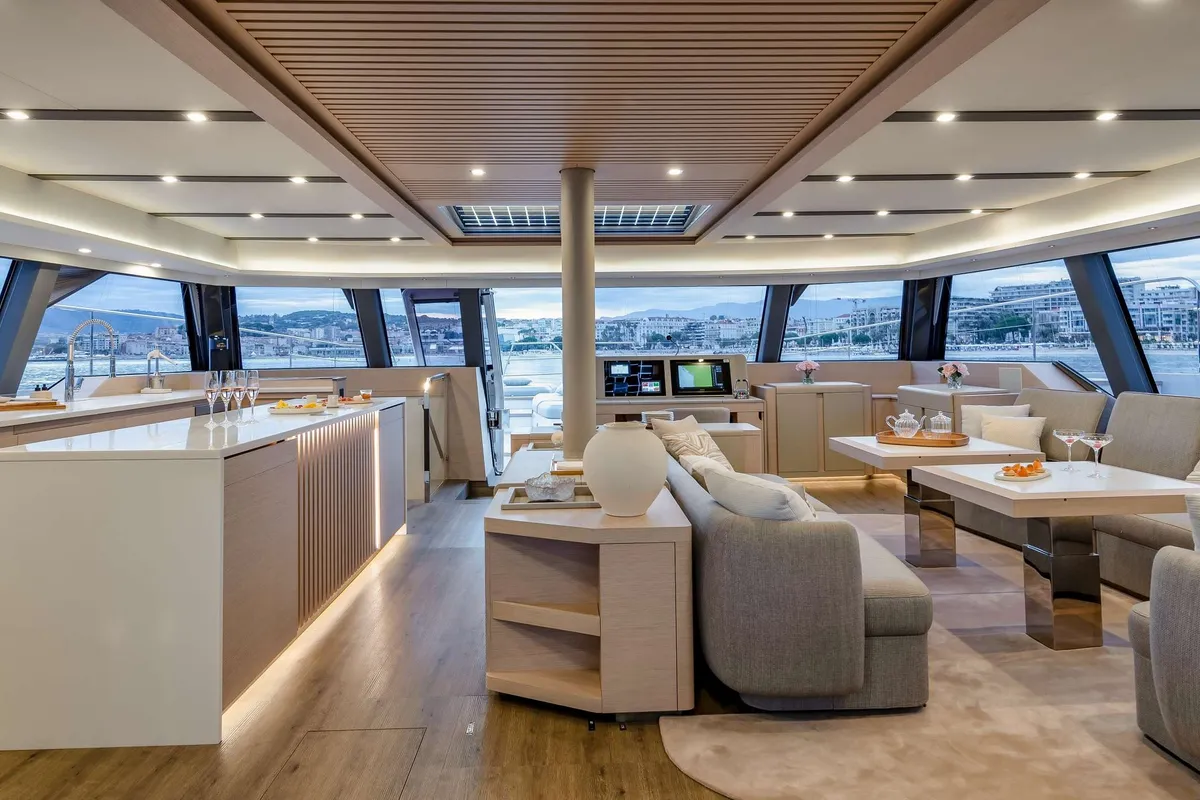 Serenissima III, a Fountaine Pajot Thira 80 catamaran at Municipal Unit of Nea Peramos, Greece