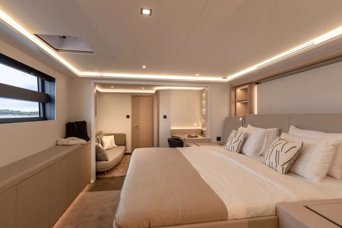 Serenissima III, a Fountaine Pajot Thira 80 catamaran at Municipal Unit of Nea Peramos, Greece
