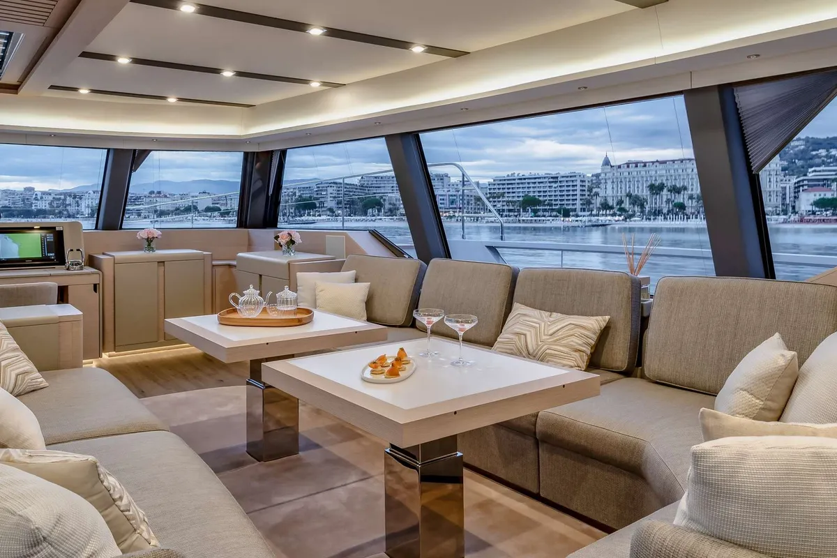 Serenissima III, a Fountaine Pajot Thira 80 catamaran at Municipal Unit of Nea Peramos, Greece