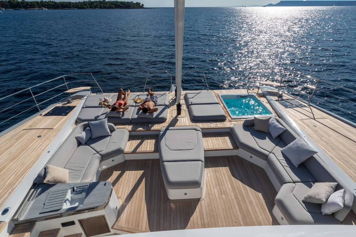Serenissima III, a Fountaine Pajot Thira 80 catamaran at Municipal Unit of Nea Peramos, Greece