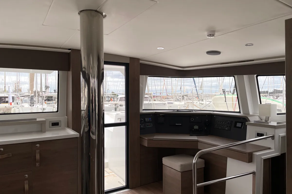 Salon of Poseidon, a Bali 4.6 catamaran at Athens, Greece