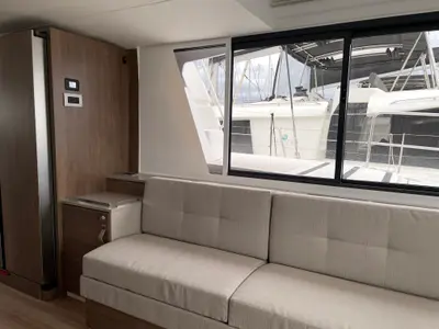 Salon of Poseidon, a Bali 4.6 catamaran at Athens, Greece