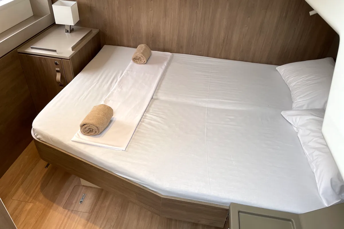 Cabin on Poseidon, a Bali 4.6 catamaran at Athens, Greece