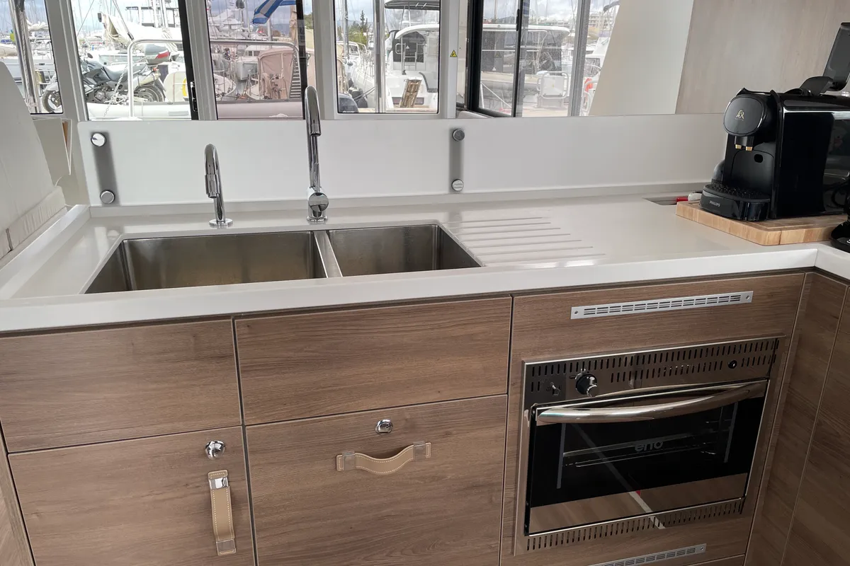 Galley of Poseidon, a Bali 4.6 catamaran at Athens, Greece