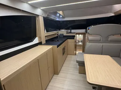 Galley of Lana, a Bavaria Virtess 420 Fly motor yacht at Trogir, Croatia