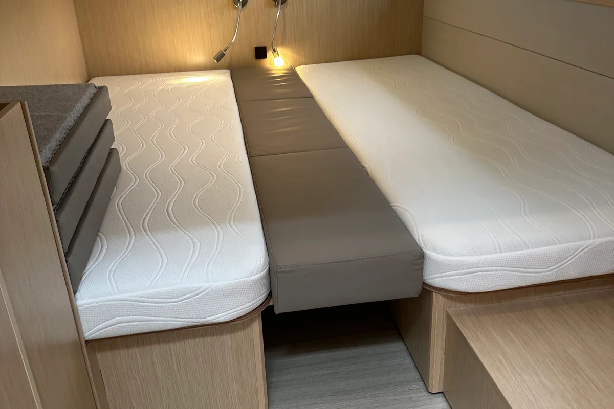 Lana, a Bavaria Virtess 420 Fly motor yacht at Grad Trogir, Croatia