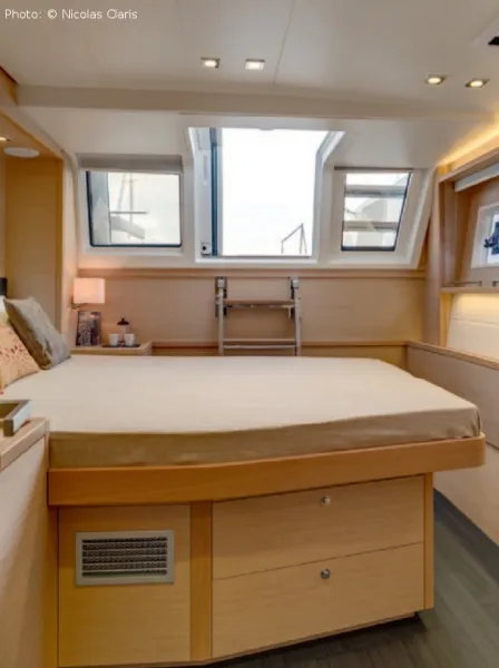 Cabin on Marlena, a Lagoon 620 catamaran at Roche Caiman, Seychelles