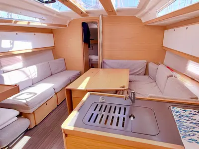 Salon of Bastak, a Dufour 390 GL sailboat at Marseille, France