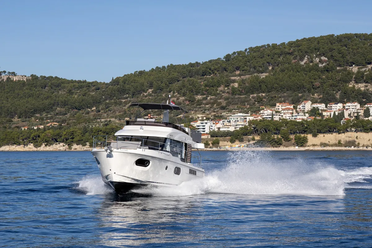 Exterior view of AELIA, a Beneteau Swift Trawler 41 motor yacht at Split, Croatia