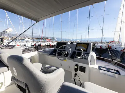 Cockpit of AELIA, a Beneteau Swift Trawler 41 motor yacht at Split, Croatia