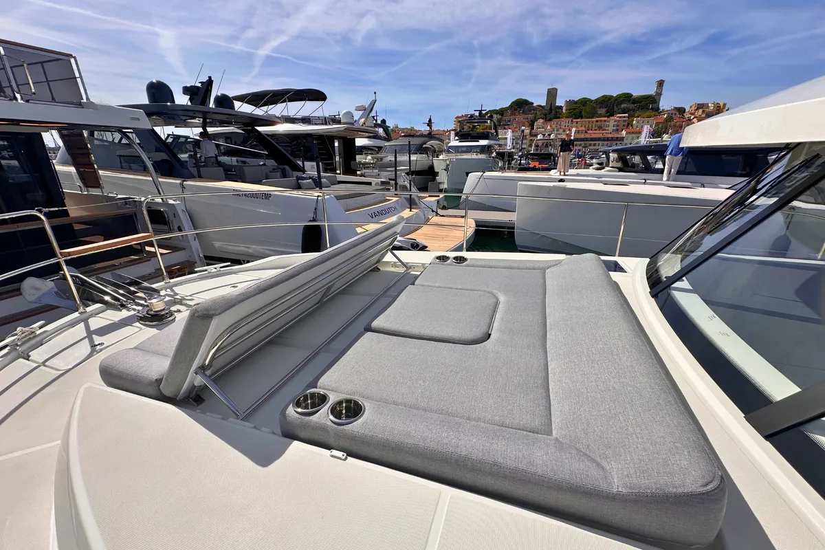 Deck of AELIA, a Beneteau Swift Trawler 41 motor yacht at Split, Croatia