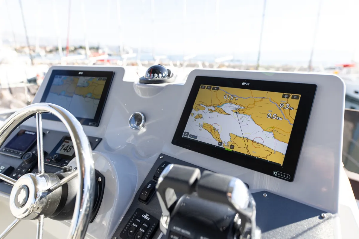 Cockpit of AELIA, a Beneteau Swift Trawler 41 motor yacht at Split, Croatia