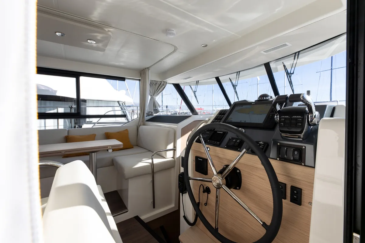 Cockpit of AELIA, a Beneteau Swift Trawler 41 motor yacht at Split, Croatia