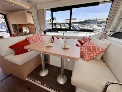 Salon of AELIA, a Beneteau Swift Trawler 41 motor yacht at Split, Croatia