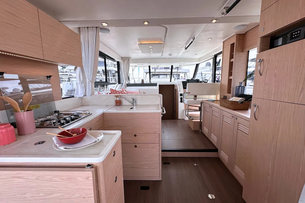 Galley of AELIA, a Beneteau Swift Trawler 41 motor yacht at Split, Croatia