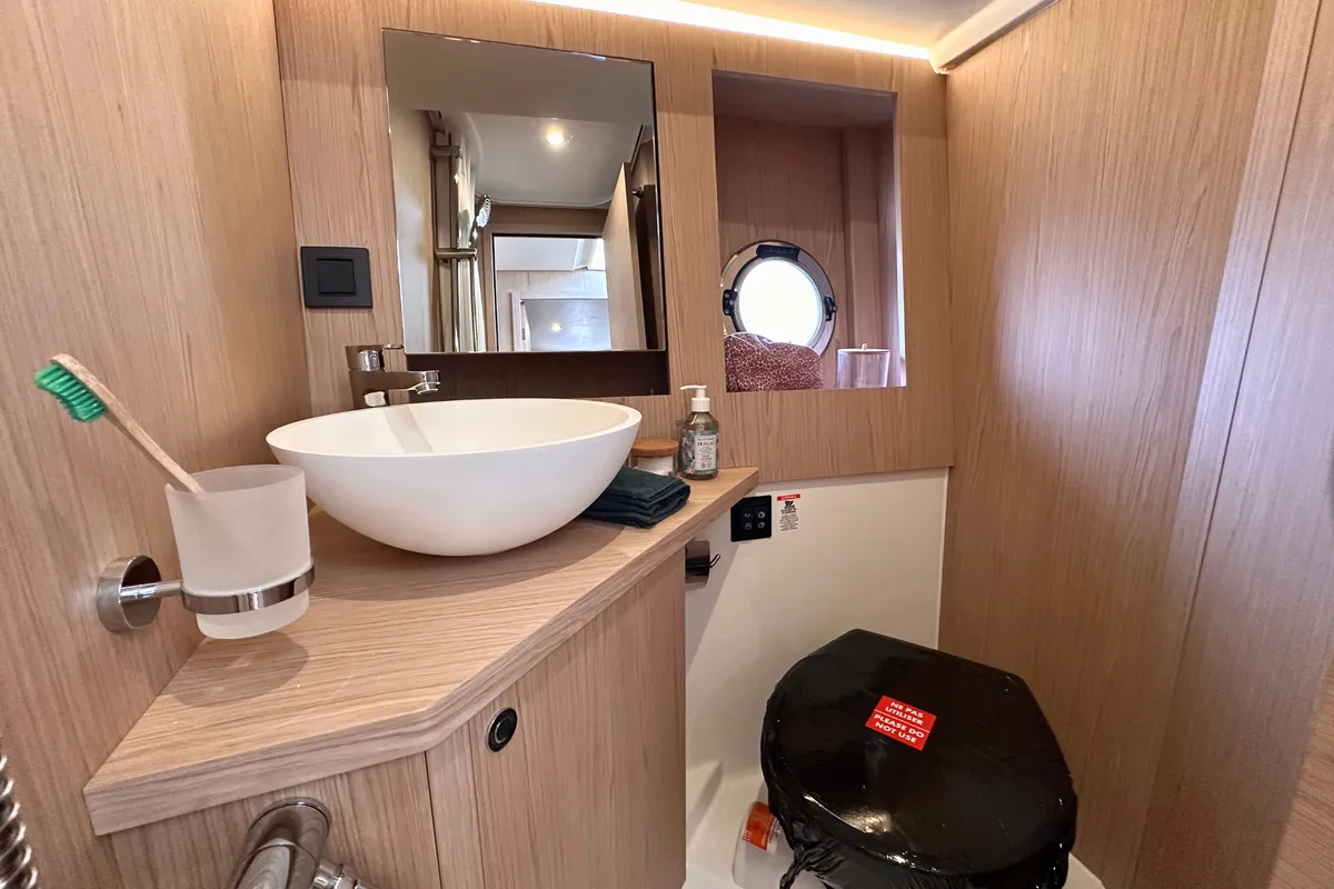 Head on AELIA, a Beneteau Swift Trawler 41 motor yacht at Split, Croatia