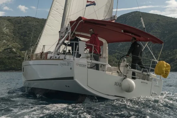 Exterior view of Majano, a Beneteau Oceanis 38.1 sailboat at Split, Croatia