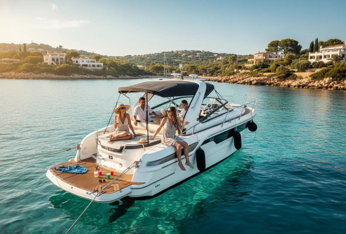 Elvie, a Bavaria S29 motorboat at Punat, Croatia