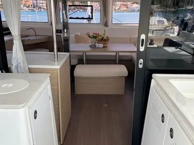 Salon of Chill Out, a Lagoon 46 OW catamaran at Rogoznica, Croatia