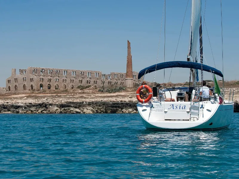 Exterior view of Asia, a Dufour 455 sailboat at Ragusa, Italy
