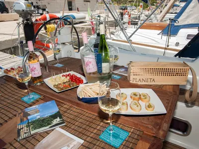 Deck of Asia, a Dufour 455 sailboat at Ragusa, Italy