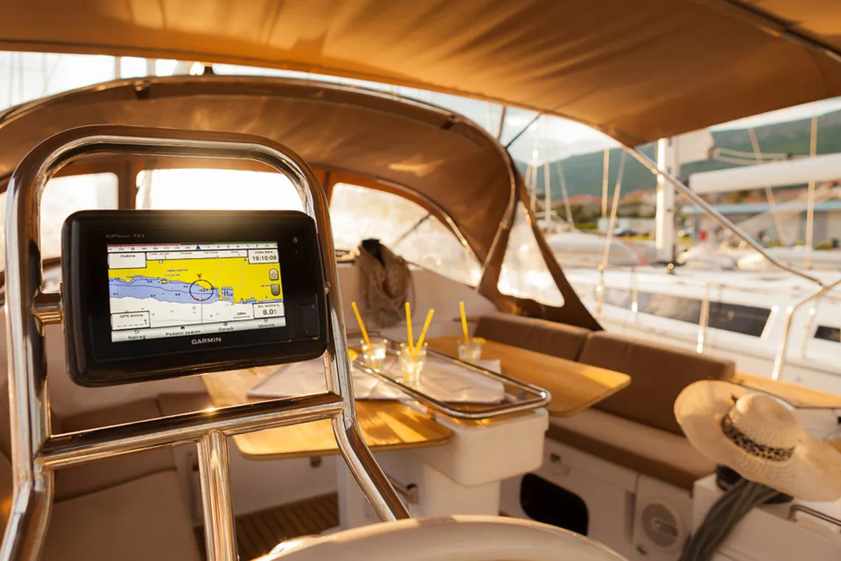 Cockpit of Biondi, a Elan Impression 50 sailboat at Grad Kaštela, Croatia