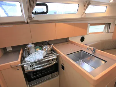 Galley of Big Blue, a Beneteau Oceanis 35.1 sailboat at Road Town, British Virgin Islands