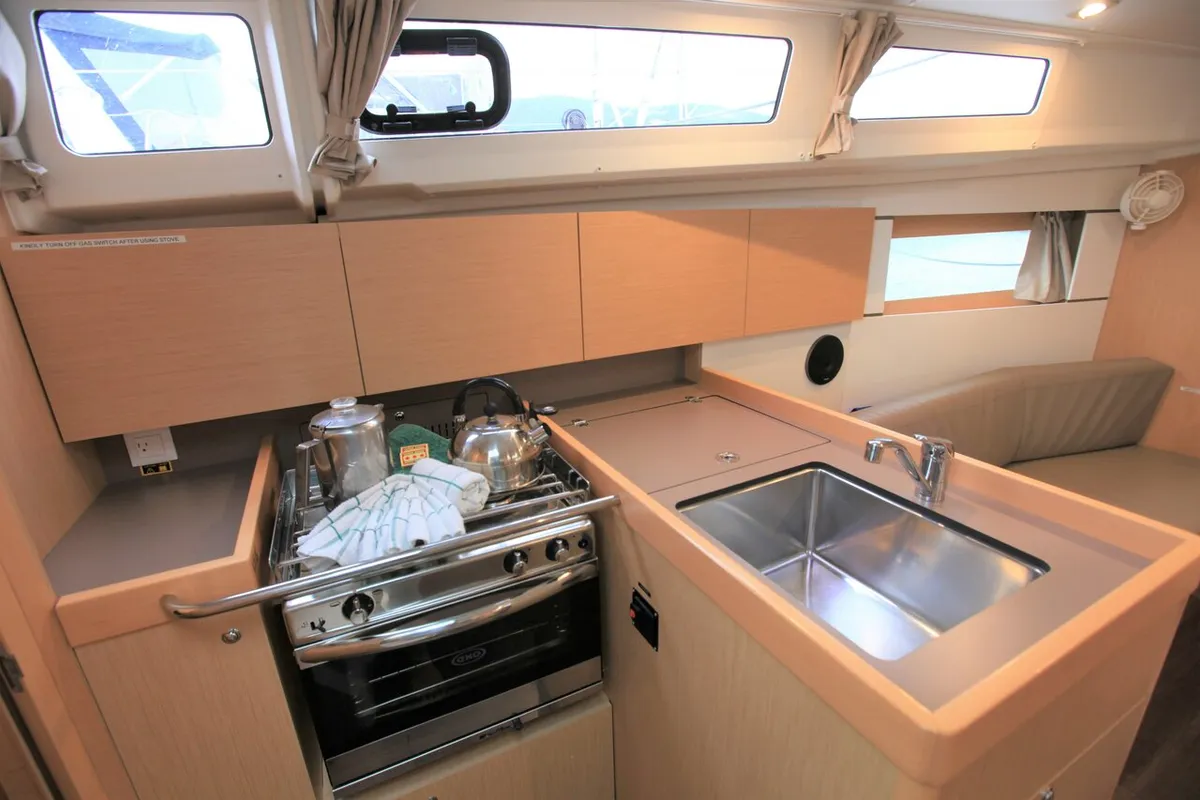 Galley of Big Blue, a Beneteau Oceanis 35.1 sailboat at Road Town, British Virgin Islands
