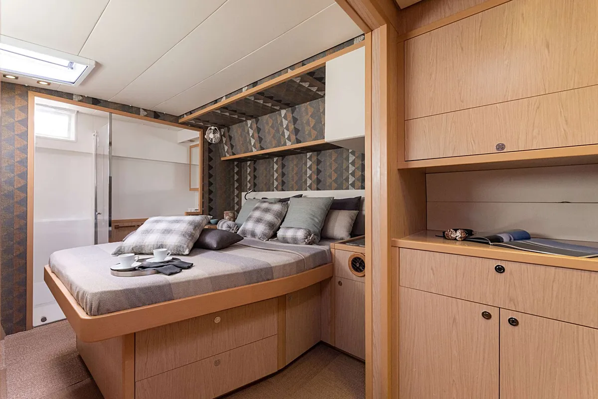 Cabin on Queen Of Diamonds, a Lagoon 52 catamaran at Athens, Greece