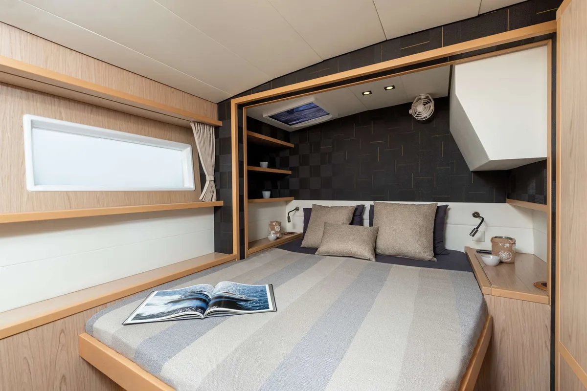 Cabin on Queen Of Diamonds, a Lagoon 52 catamaran at Athens, Greece