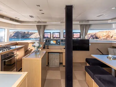 Galley of Queen Of Diamonds, a Lagoon 52 catamaran at Athens, Greece