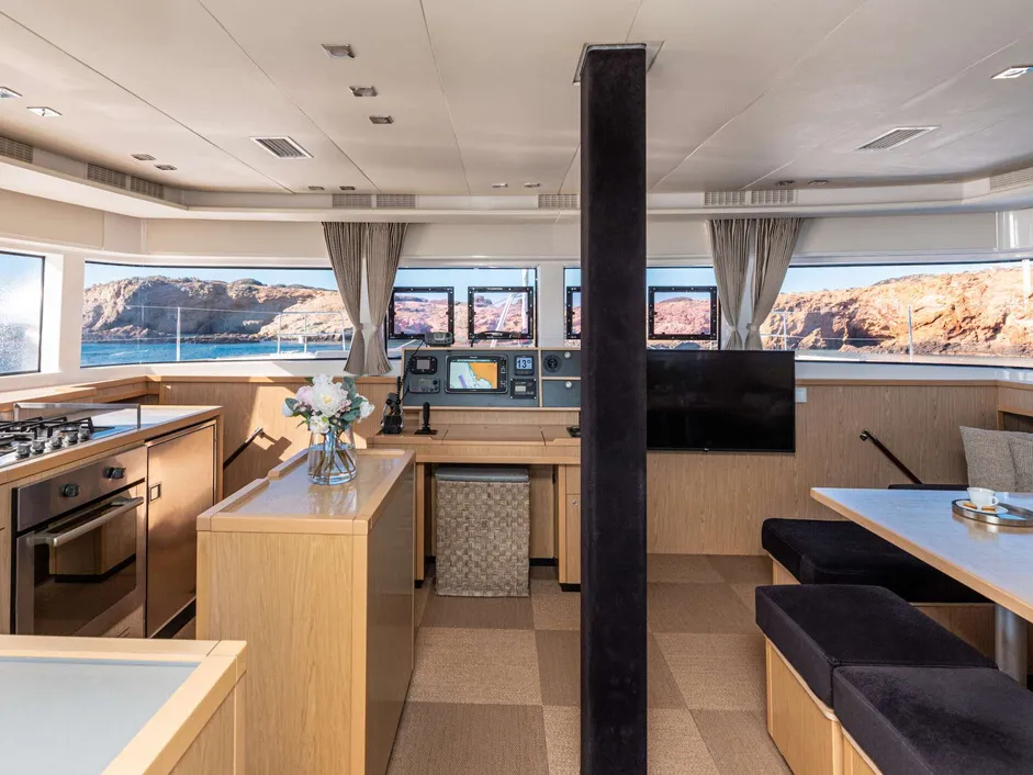 Galley of Queen Of Diamonds, a Lagoon 52 catamaran at Athens, Greece