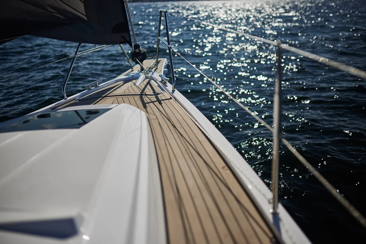 Deck of Angelmiles 2, a Northman Maxus 35 sailboat at Valencia, Spain