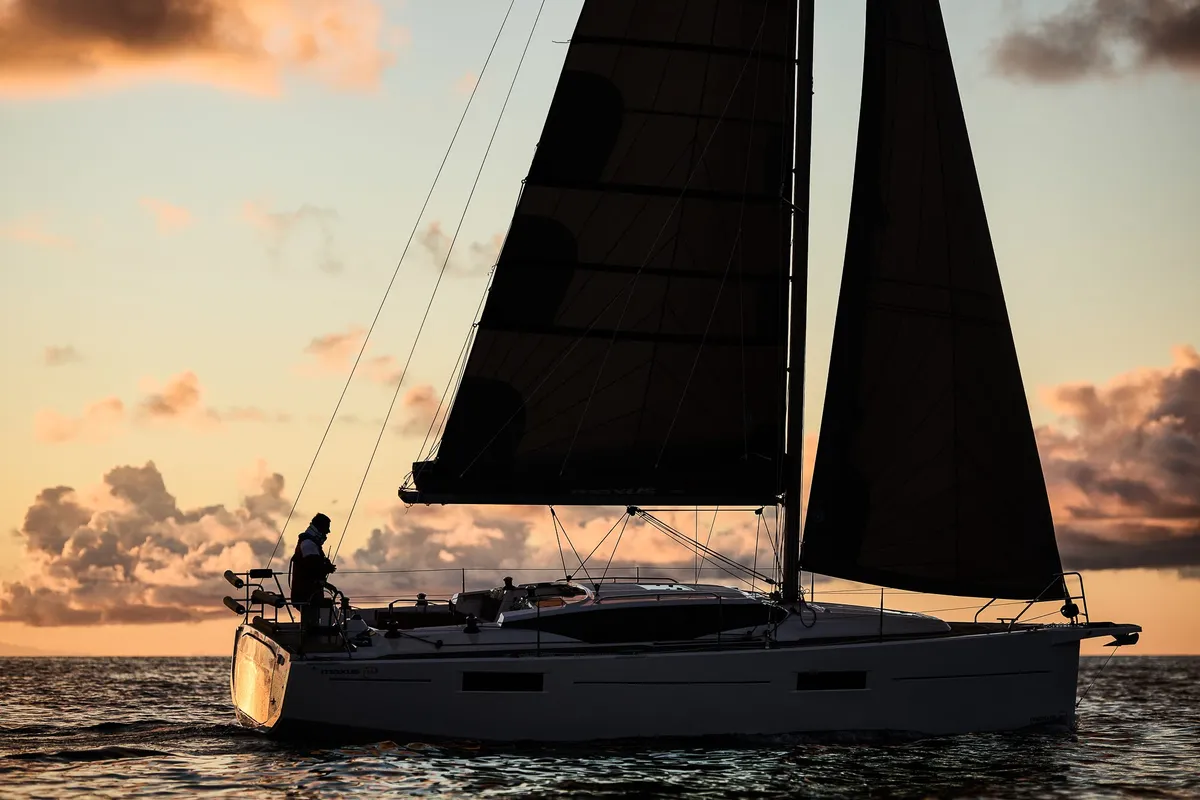Exterior view of Angelmiles 2, a Northman Maxus 35 sailboat at Valencia, Spain