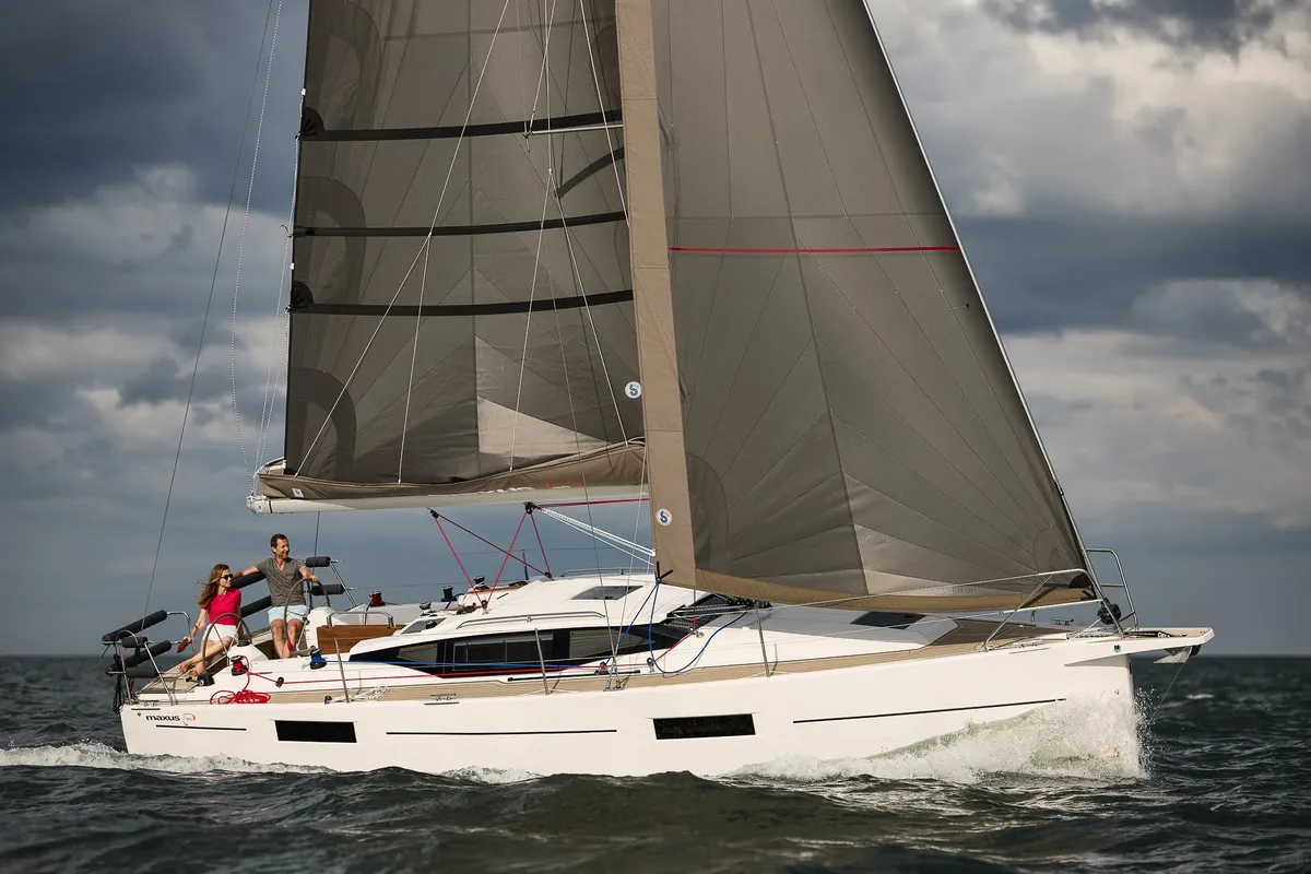 Exterior view of Angelmiles 2, a Northman Maxus 35 sailboat at Valencia, Spain