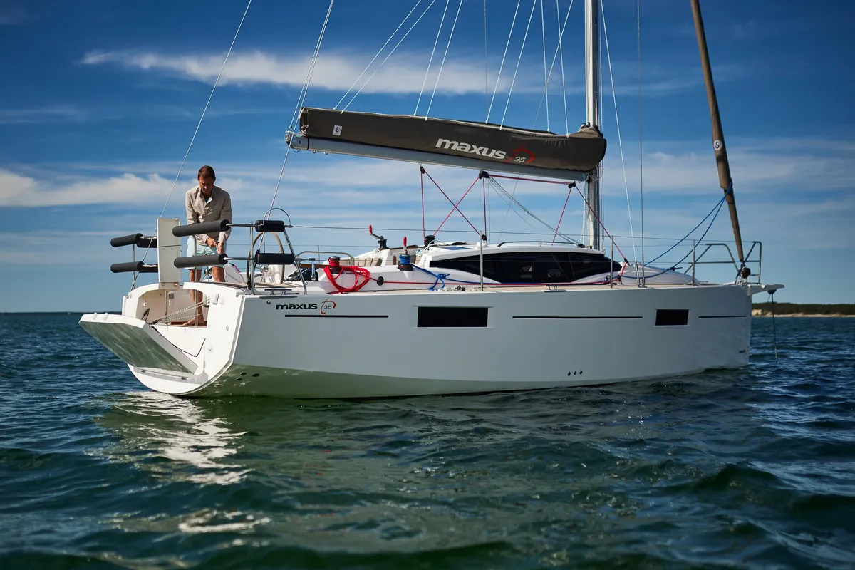 Exterior view of Angelmiles 2, a Northman Maxus 35 sailboat at Valencia, Spain
