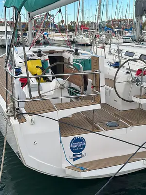 Deck of Angelmiles 2, a Northman Maxus 35 sailboat at Valencia, Spain