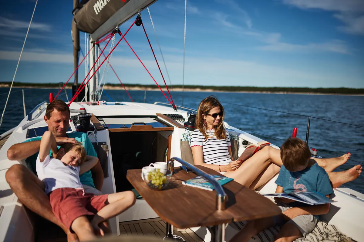 Deck of Angelmiles 2, a Northman Maxus 35 sailboat at Valencia, Spain