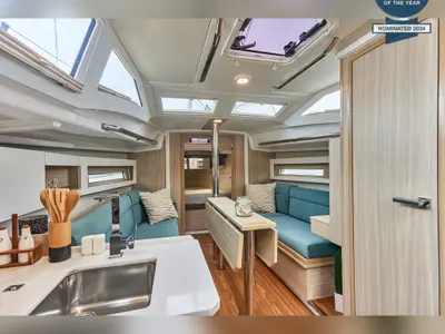 Salon of Angelmiles 2, a Northman Maxus 35 sailboat at Valencia, Spain