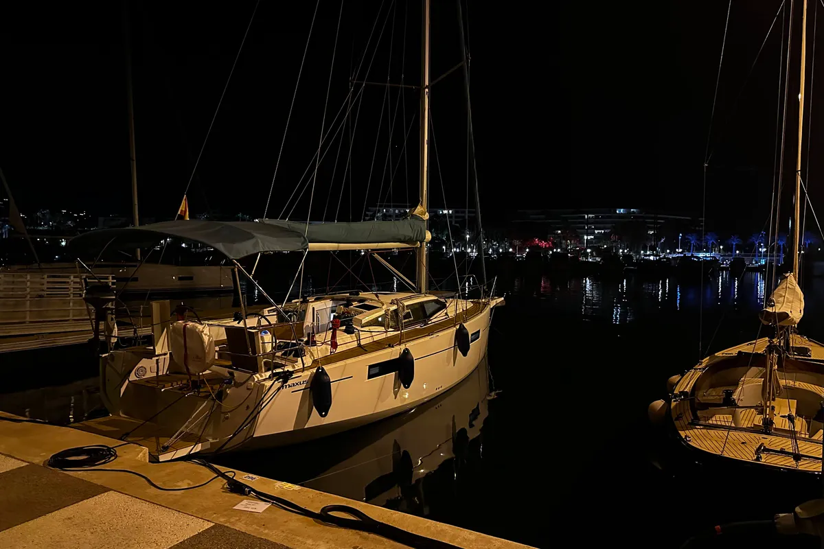 Exterior view of Angelmiles 2, a Northman Maxus 35 sailboat at Valencia, Spain