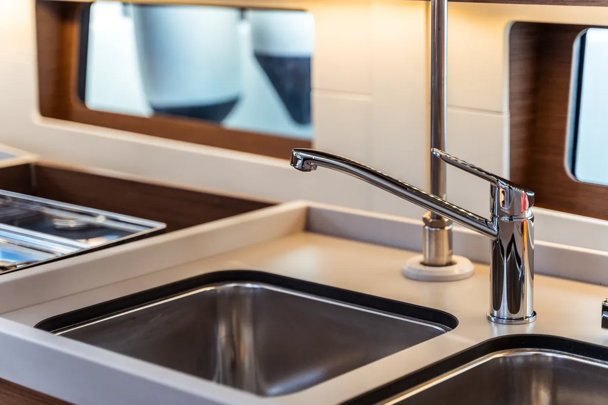 Galley of Sarina, a Beneteau Oceanis 46.1 sailboat at Olbia, Italy