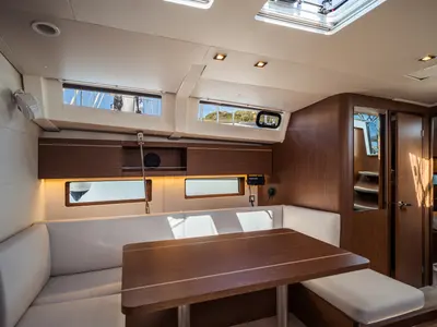 Salon of Sarina, a Beneteau Oceanis 46.1 sailboat at Olbia, Italy