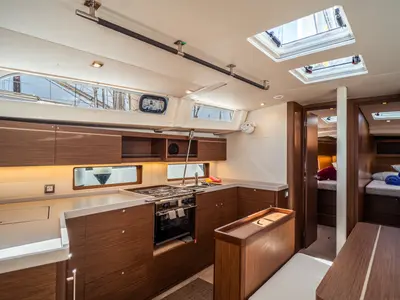 Galley of Sarina, a Beneteau Oceanis 46.1 sailboat at Olbia, Italy