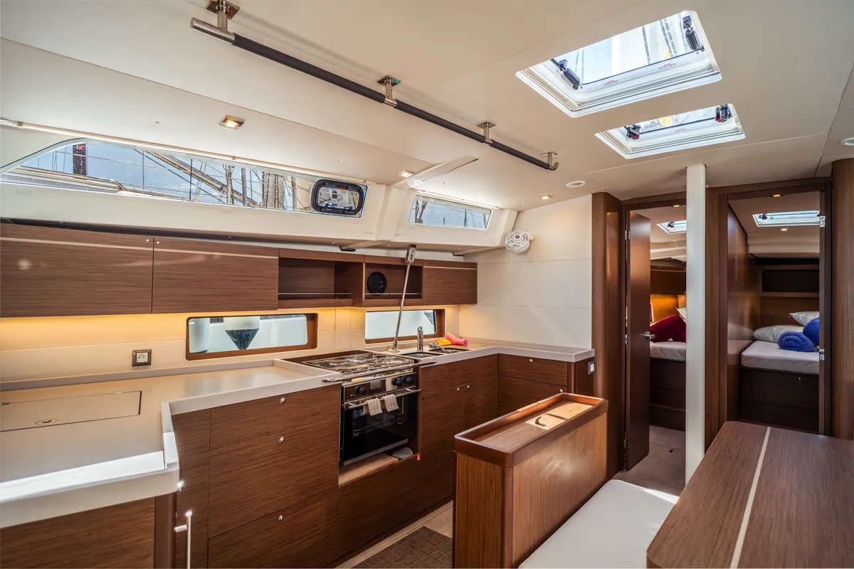 Galley of Sarina, a Beneteau Oceanis 46.1 sailboat at Olbia, Italy