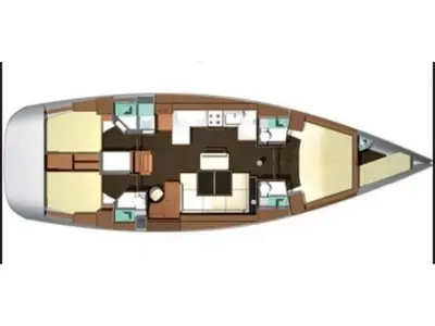 Floor plan of Rainbow, a Dufour 525 Grand Large sailboat at Tonnarella, Italy